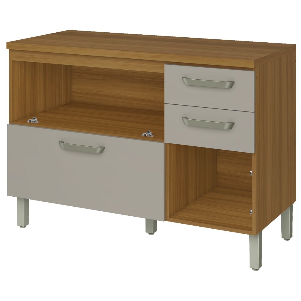 Balcão Princesa 120 2P3G Freijó/Off White - NESHER - Imagem 2