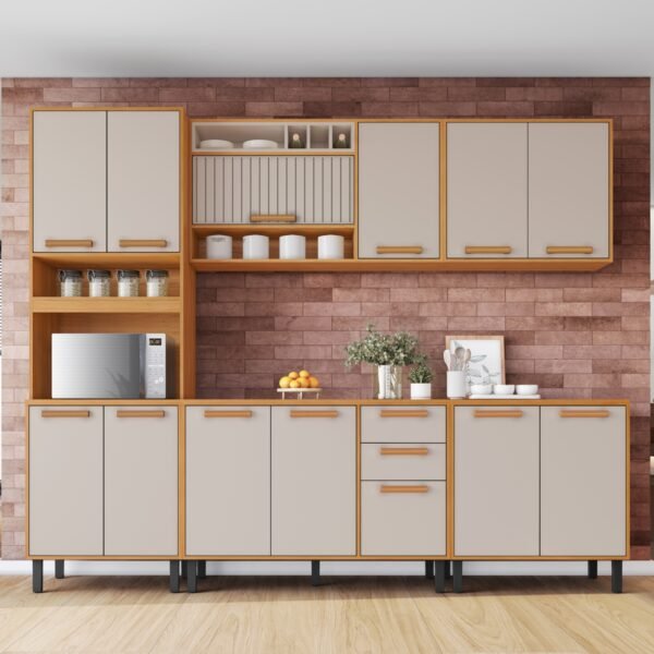 Cozinha Completa Nápoles Cinamono/Off White - ITATIAIA