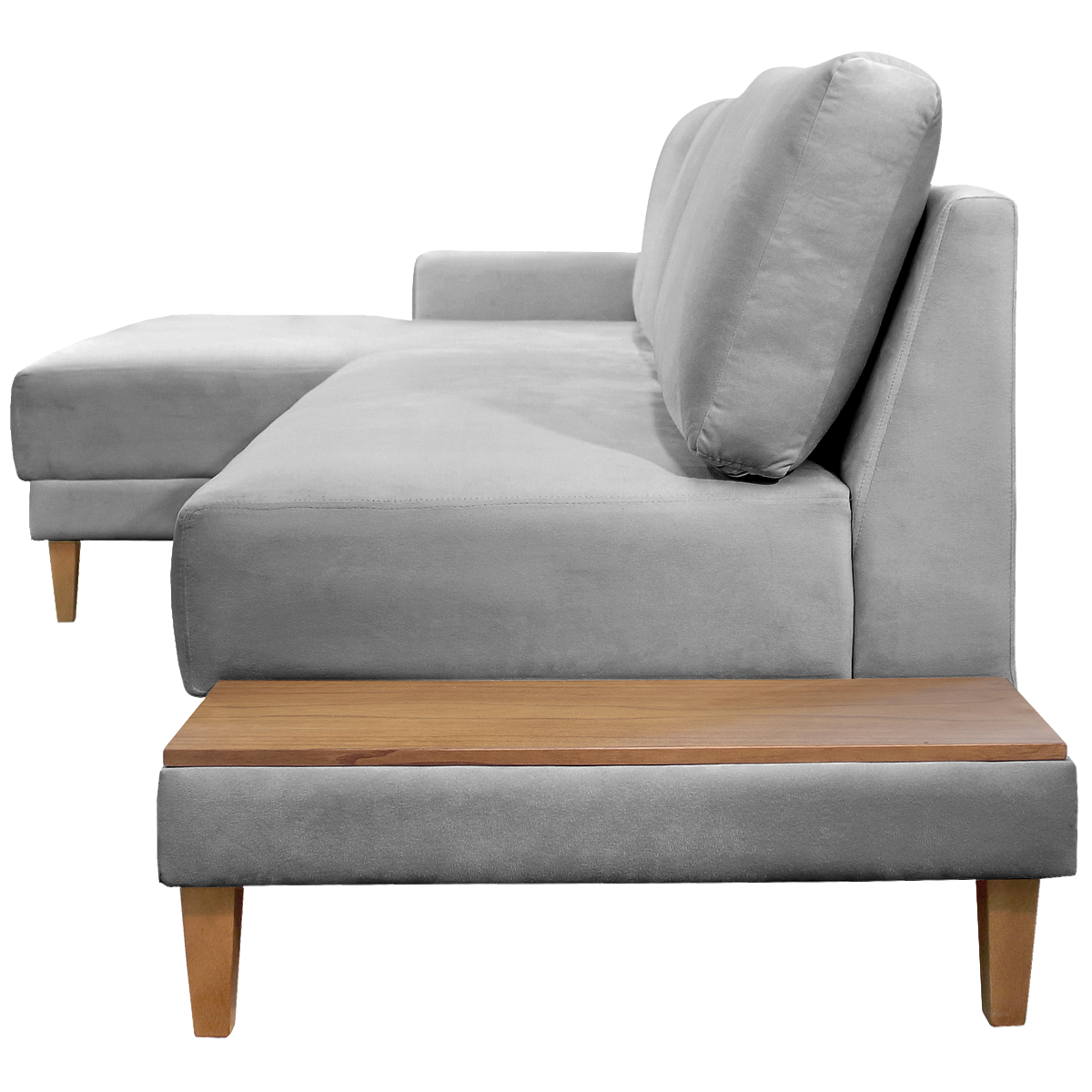 Sofá com Chaise Ref.825 2,90 m Chenile Linho Cinza Firenze - RONDOMÓVEIS - Imagem 9