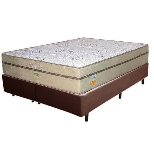 Colchão Queen Toronto D28 + Base Box Simples Corino Marrom – ECOTEC + ALTO NÍVEL CAMAS E COLCHÕES