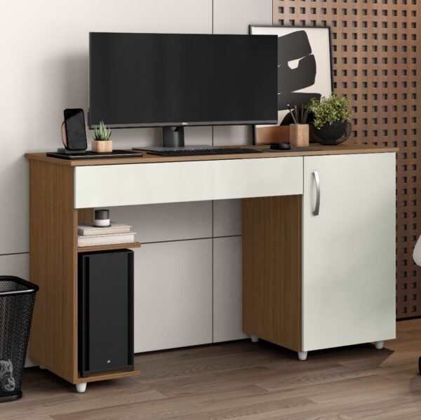 Escrivaninha 1 Porta e 1 Gaveta Atacama/Off White - ARAMÓVEIS