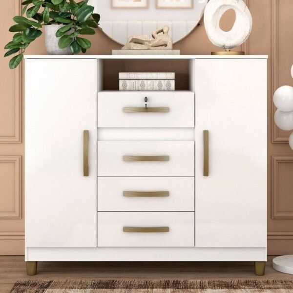 Cômoda 4 Gavetas 2 Sapateiras Angra CO260 Branco - FELLICCI