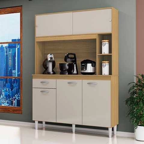 Kit Cozinha Duda 1,20 Damasco/Off White - POQUEMA