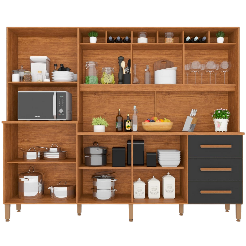 Kit Cozinha Angelina Prime 2,40 m Frisada Cinamono/Grafite - IMOP - Imagem 3