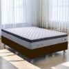 Colchão Queen Qatar D28 + Base Box Simples Corino Marrom – DESIGN COLCHÕES + ALTO NÍVEL CAMAS E COLCHÕES