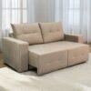 Sofá Retrátil Havaí 1,80 m Veludinho Bege - QUINE ESTOFADOS