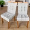 Kit 2 Cadeiras Sophia/Capri Mel/Linho Cinza Prata 206 – WM DECOR