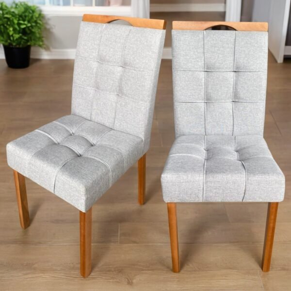 Kit 2 Cadeiras Sophia/Capri Mel/Linho Cinza Prata 206 – WM DECOR