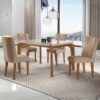 Mesa Londrina 120 Canto Copo Imbuia/Off White com 4 Cadeiras Jade Linho Turim 07 – RUFATO