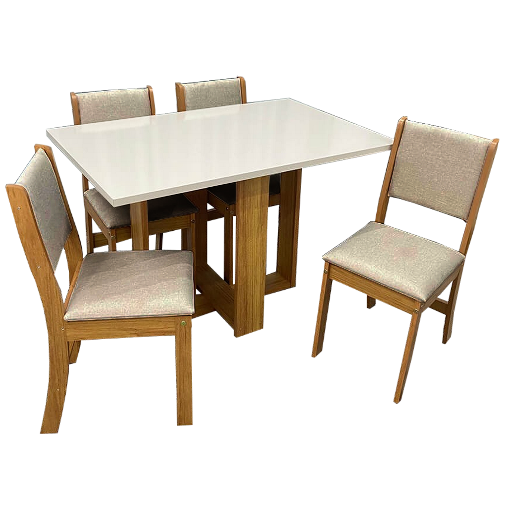 Mesa 4 Cadeiras Magic Mel/Blonde com 4 Cadeiras Sol Linho Bronze - VIERO MÓVEIS - Imagem 4