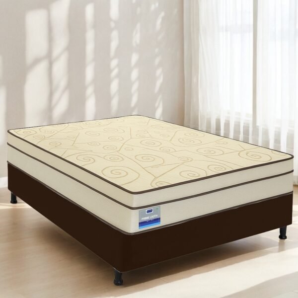 Colchão Casal Prime Light D28 + Base Box Simples Corino Marrom – ORTHOPRIME + BIOSTAR