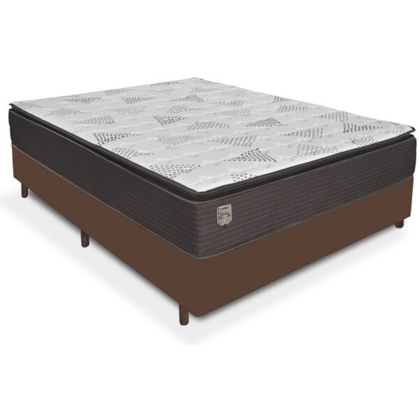 Colchão Casal D26 Ravena + Base Box Simples Corino Marrom - UMAFLEX + BIOSTAR