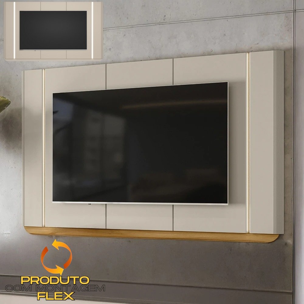 Painel até 75" Santorini Off White/Tauari Fosco - LINEA BRASIL