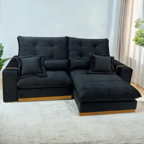 Sofá Retrátil e Reclinável Arthur/Toronto 2,90 m Preto 4062 – D’VITRINE ESTOFADOS