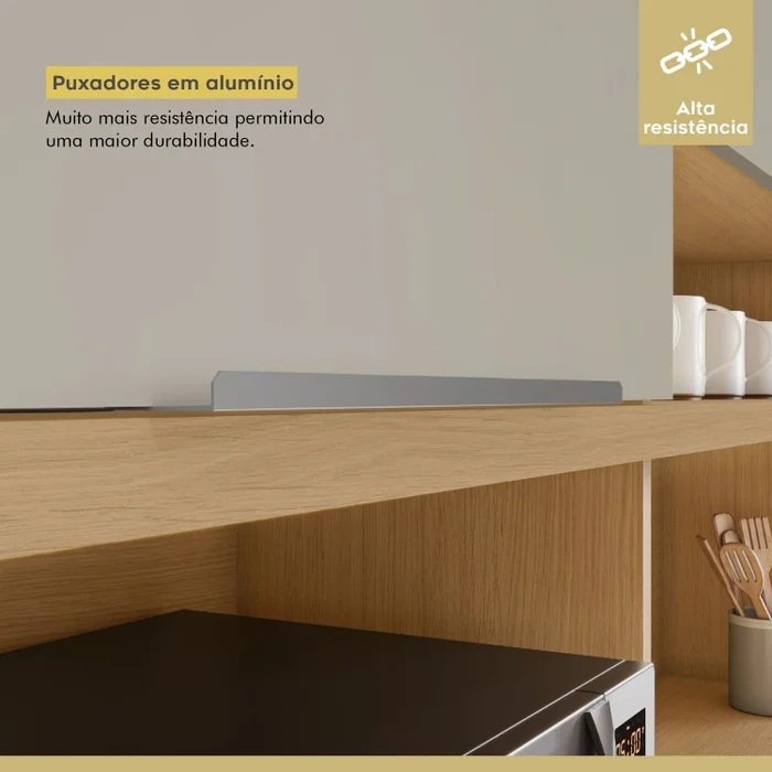 Kit Cozinha Realeza 5P2G 1,60 m Carvalho/Greige - NESHER - Imagem 6