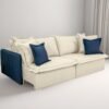 Sofá Cama Retrátil Blog 2,20 m Veludo Marfim/Azul - INNOVE ESTOFADOS