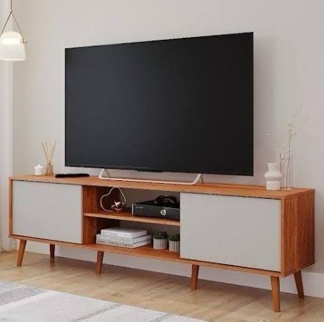 Rack até 60" Berlim Cinamono/Off White - PERMÓBILI