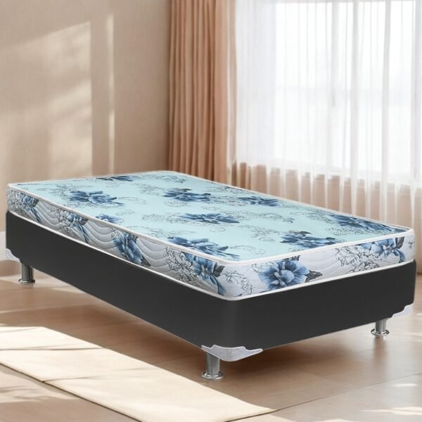 Colchão Solteiro Dream Soft + Base Box Simples Corino Preto – ORTOBOM + ALTO NÍVEL CAMAS E COLCHÕES