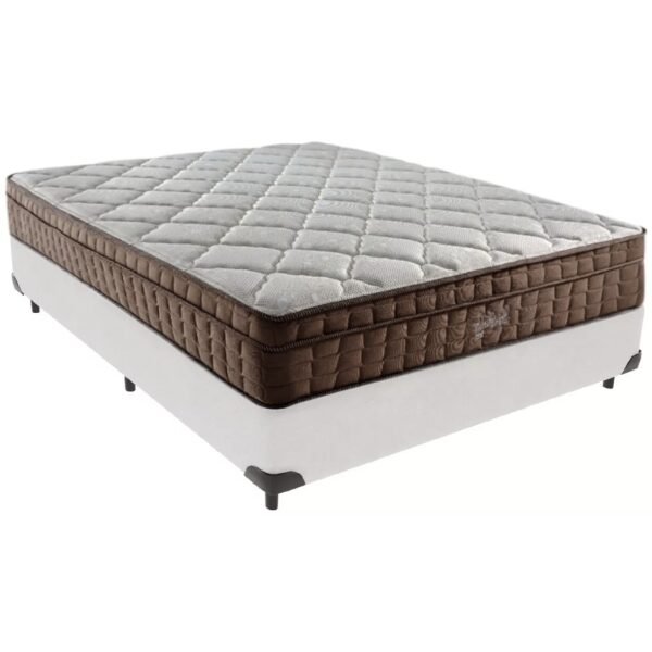 Colchão Casal Star One D28/AG D70 + Base Box Simples Corino Branco – ANJOS COLCHÕES + BIOSTAR