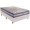 Colchão Casal Blue 32 cm HR33 Molas Ensacadas + Base Simples Corino Branco – PAROPAS + BIOSTAR