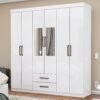 Guarda-Roupa 6 Portas(Com Espelho/Sem Pés)Áries Branco – CARIOCA MÓVEIS