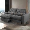 Sofá Retrátil e Reclinável Poseidon 029 2,50 m Veludo Cinza Grafite - VICAM ESTOFADOS
