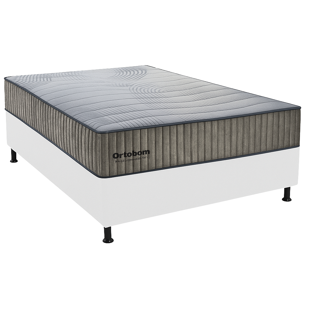 Colchão Casal Exclusive Foam D33 + Base Box Simples Corino Branco– ORTOBOM + BIOSTAR - Imagem 3