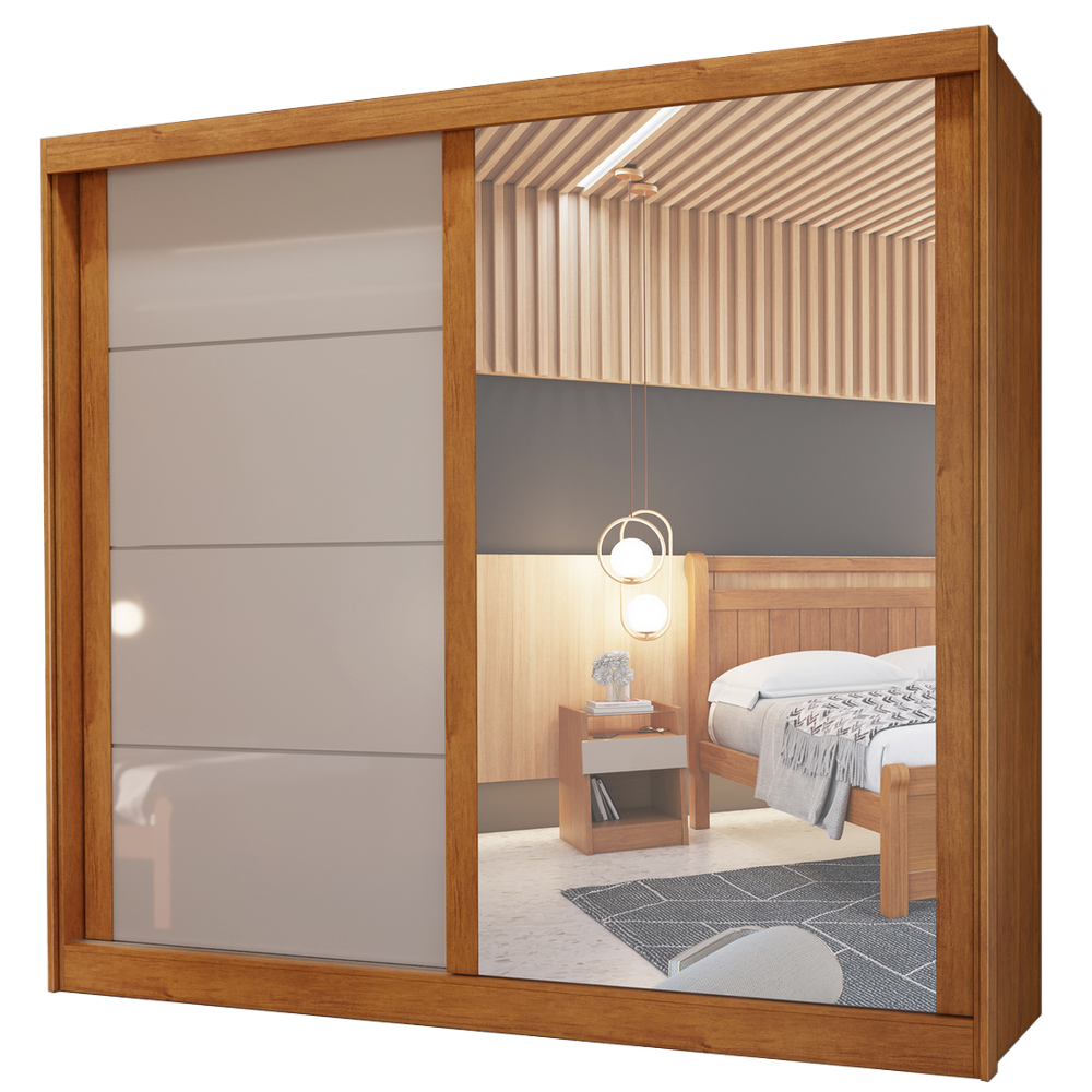 Guarda-Roupa 2 Portas Viena 2,03 m Nature/Off White - BIANCHI - Imagem 3