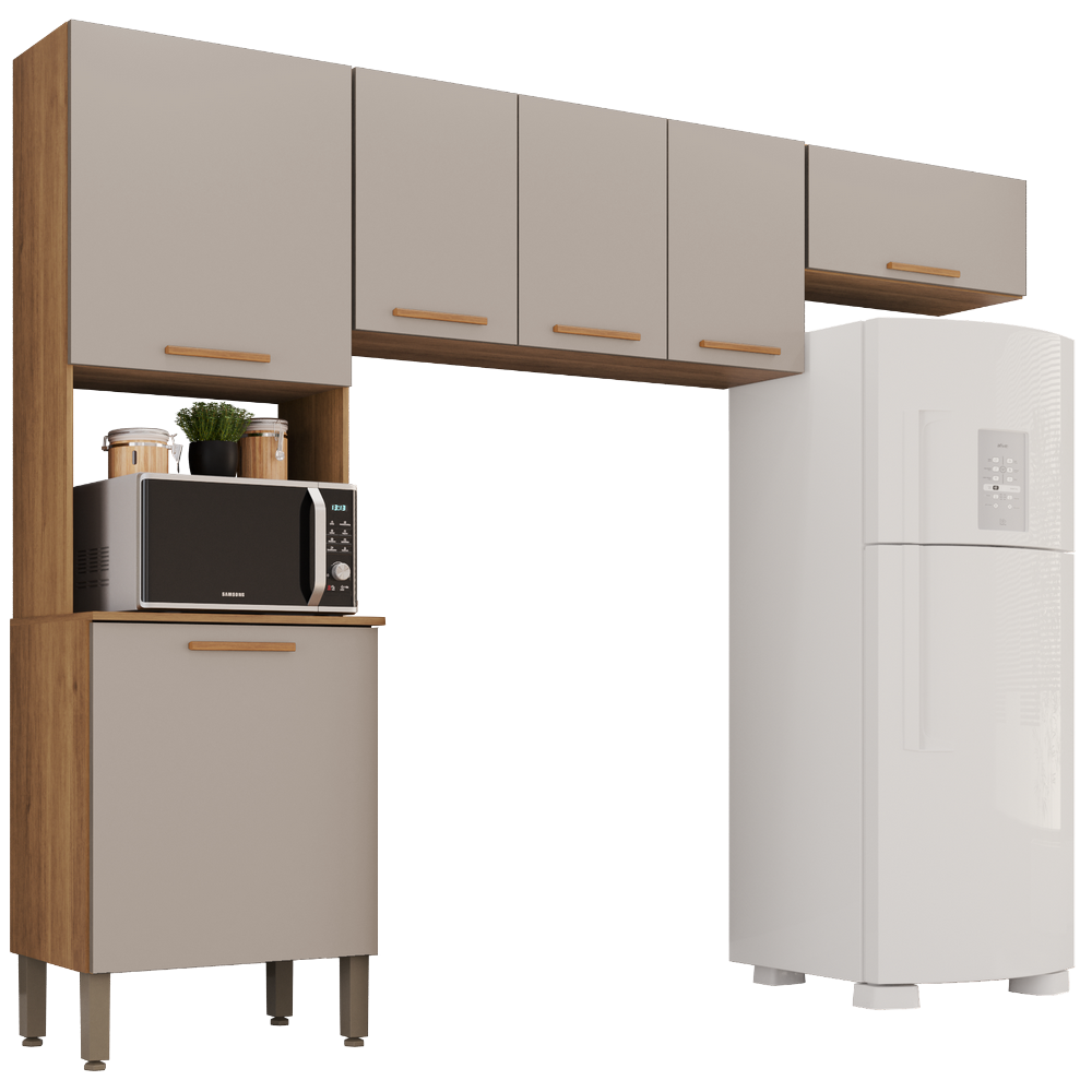 Cozinha 3 Peças New Valência (S/Balcão) Cinamomo/Off White - SALLÊTO - Imagem 3