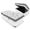 Colchão Solteiro Light D33 + Base Box Baú Corino Branco – ORTOBOM + ALTO NÍVEL CAMAS E COLCHÕES