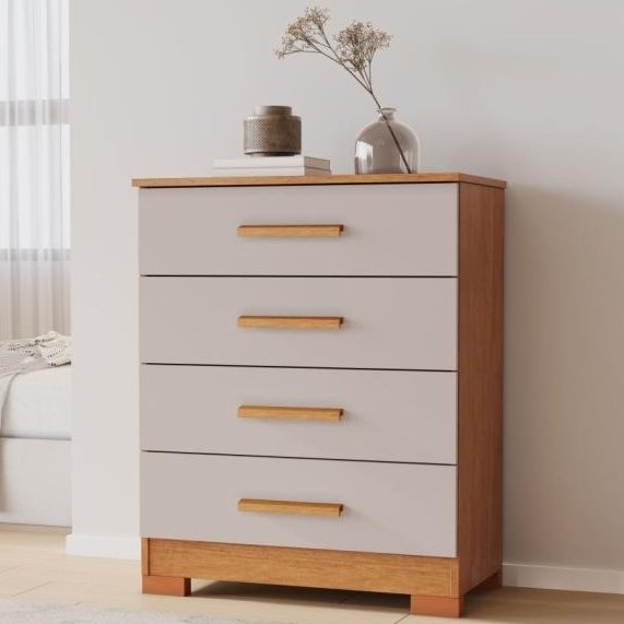 Cômoda 4 Gavetas Lidia Cinamomo/Off White - JCM MOVELARIA