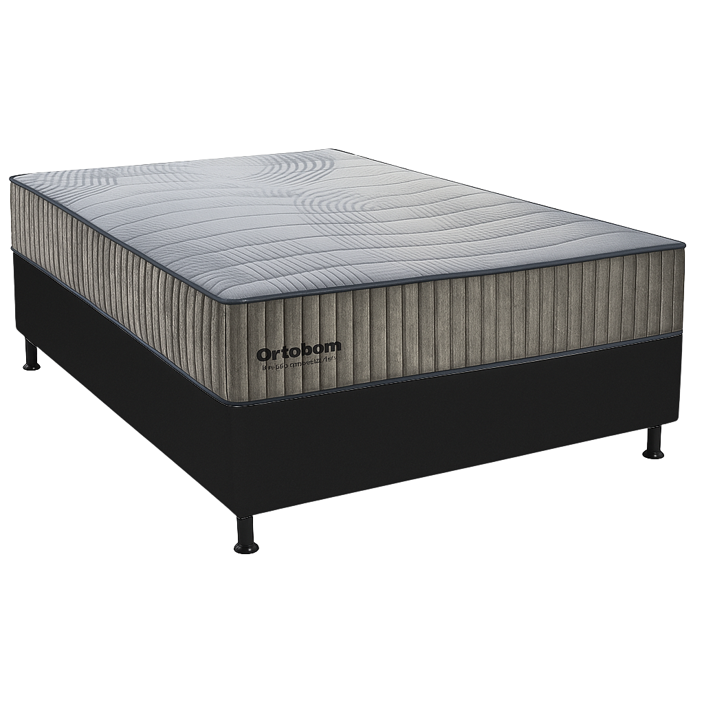 Colchão Casal Exclusive Foam D33 + Base Box Simples Corino Preto – ORTOBOM + BIOSTAR - Imagem 3