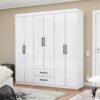Guarda-Roupa 6 Portas(Sem Espelho/Sem Pes) Aries 1,53 m Branco - CARIOCA MOVEIS