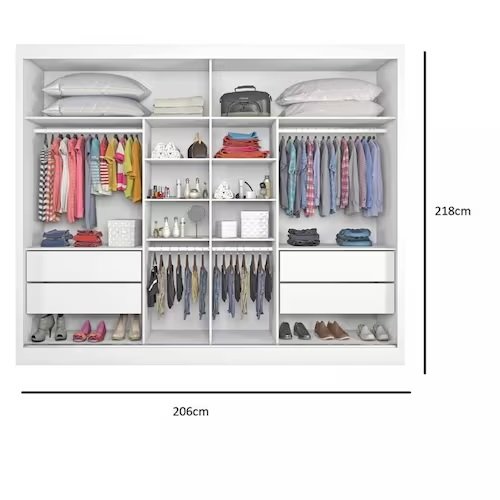 Guarda-Roupa 2 Portas Atlanta 2,06 m Branco Acetinado - MÓVEIS EUROPA - Imagem 4