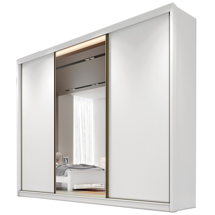 Guarda-Roupa Diamond Plus (1 porta espelhada) 2,412 m Neve - NOVO HORIZONTE - Imagem 3