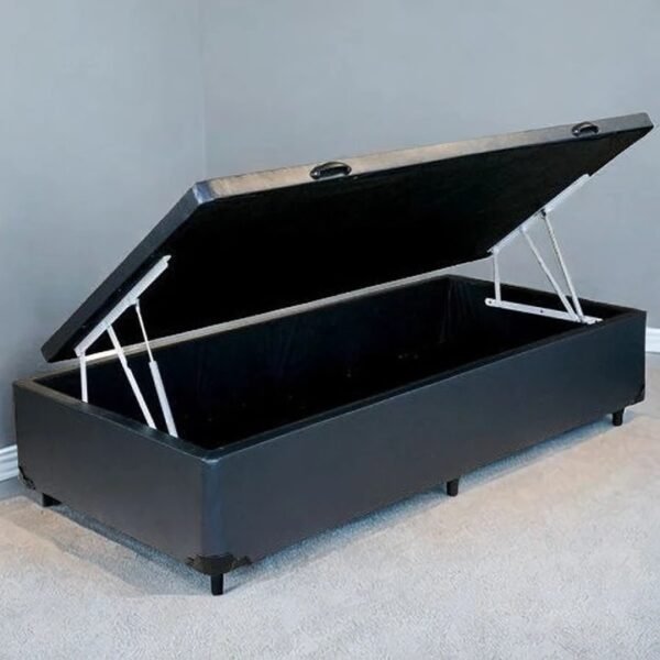 Base Box Solteiro Baú Corino Preto – ALTO NÍVEL CAMAS E COLCHÕES