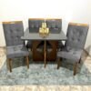 Mesa Madri 90x90 Cinamono/Preto com 4 Cadeiras Sophia/Capri Veludo Cinza Grafite – MINASPLAC + WM DECOR
