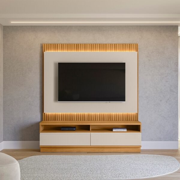 Painel até 70" + Rack  São Paulo Tauari/Off White Fosco - LINEA BRASIL