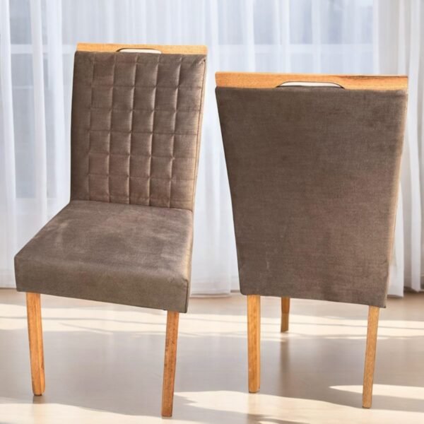 Kit 2 Cadeiras Pandora 01 Imbuia Mel/Veludo Marrom 134 - CARVALHO DECOR