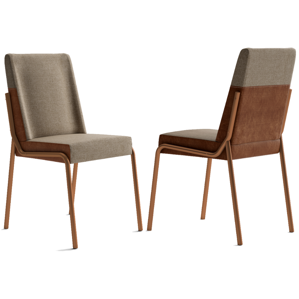Kit 2 Cadeiras Hug 1749 Rosê Cobre/Linho Areia/Corino Caramelo - CARRARO MÓVEIS - Imagem 6