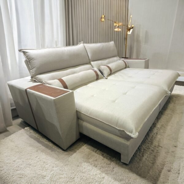 Sofá Retrátil e Reclinável Ravello 2,50 m Linho Marfim 12 - INNOVE ESTOFADOS