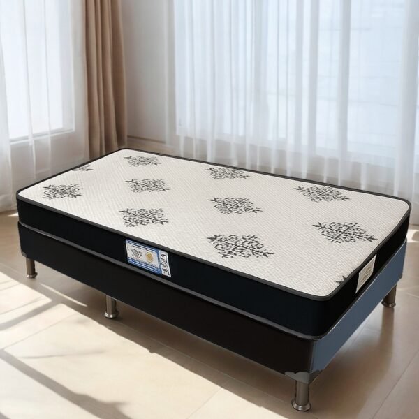 Colchão Solteiro Light D20 + Base Box Simples Corino Preto – ECOTEC + BIOSTAR