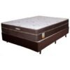 Colchão Casal Lisboa 24 cm D28 Molas Ensacadas + Base Simples Corino Marrom – ECOTEC + BIOSTAR