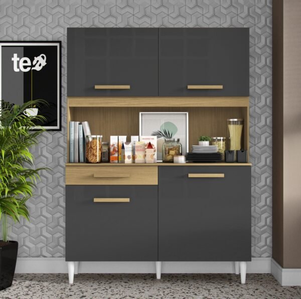 Kit Cozinha 4P1G 1,21 m Atacama/Grafite - ARAMÓVEIS