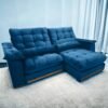 Sofá Retrátil e Reclinável Hércules/Zurique 2,90 m Veludo Azul - VICAM ESTOFADOS