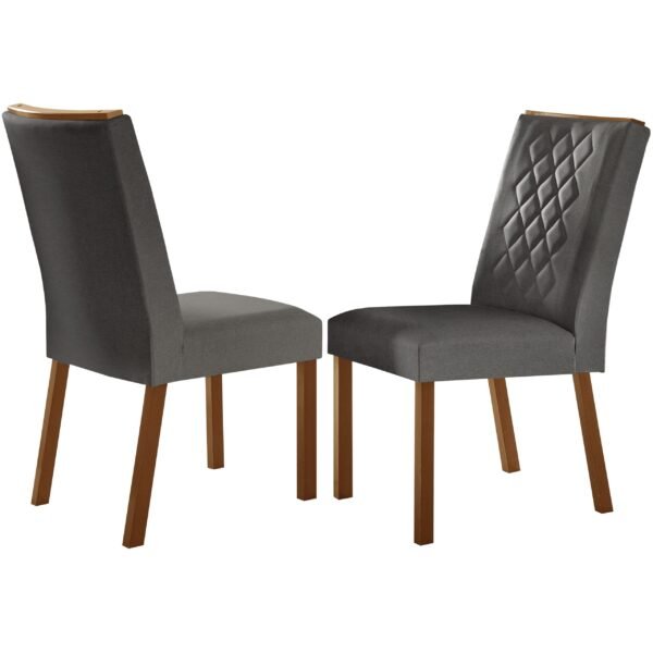 Kit 2 Cadeiras Jade Imbuia/Linho Cinza Grafite - RUFATO