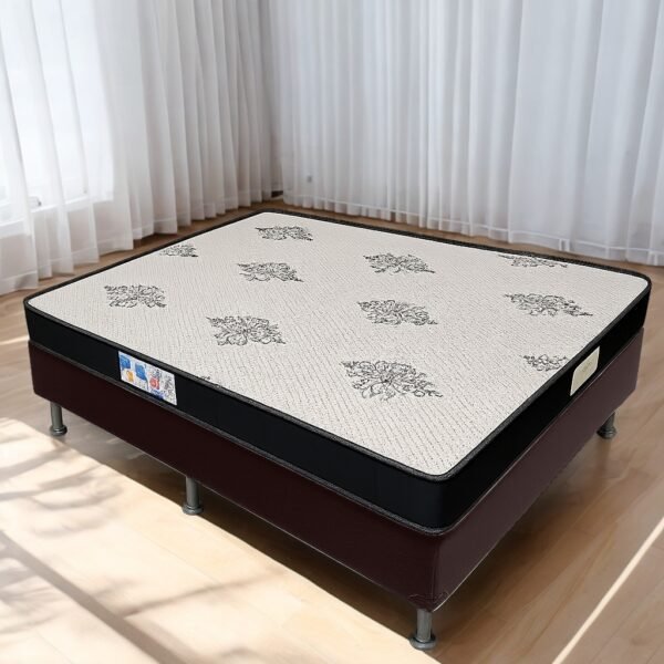 Colchão Casal Light D20 + Base Box Simples Corino Marrom – ECOTEC + ALTO NÍVEL CAMAS E COLCHÕES