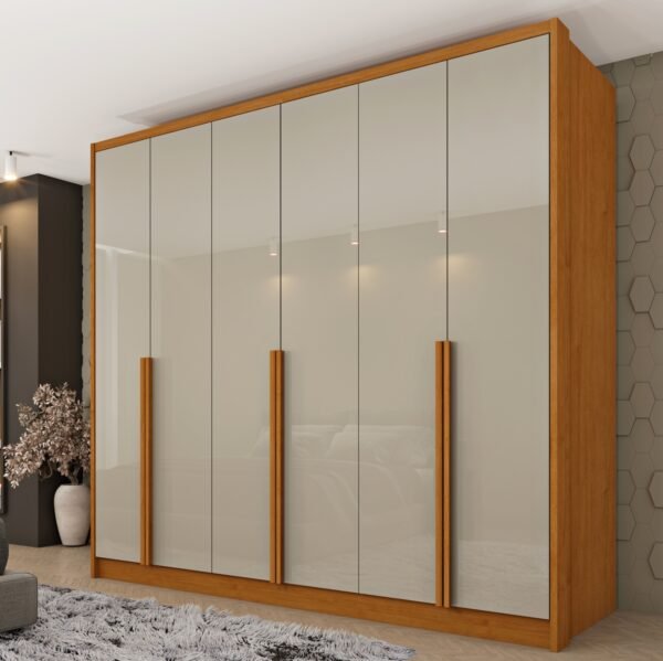 Guarda-Roupa 6 Portas Fortuna 2,43 m Cinamono/Off White - TCIL