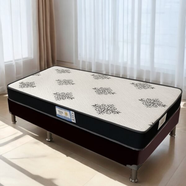 Colchão Solteiro Light D20 + Base Box Simples Corino Marrom – ECOTEC + ALTO NÍVEL CAMAS E COLCHÕES