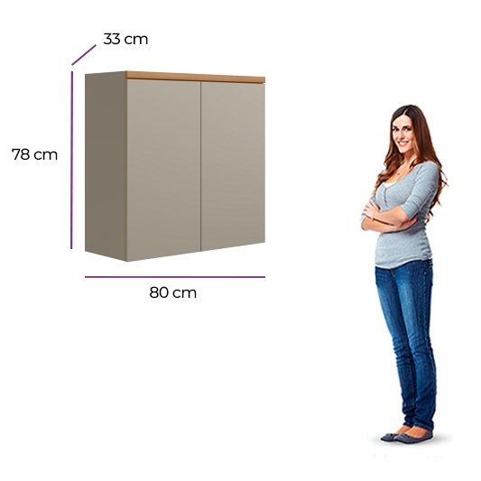 Armário Aéreo Duplo Allure 0.8 Jequitibá/Gris Fosco - LINEA BRASIL - Imagem 3